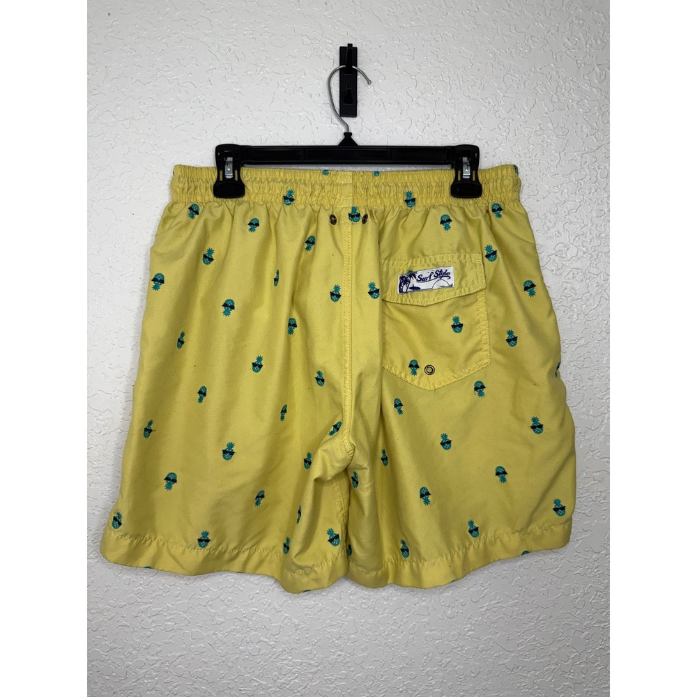 Surf Style Mens Yellow Pineapple Sunglasses Embroidered Swim Trunks‎ Large